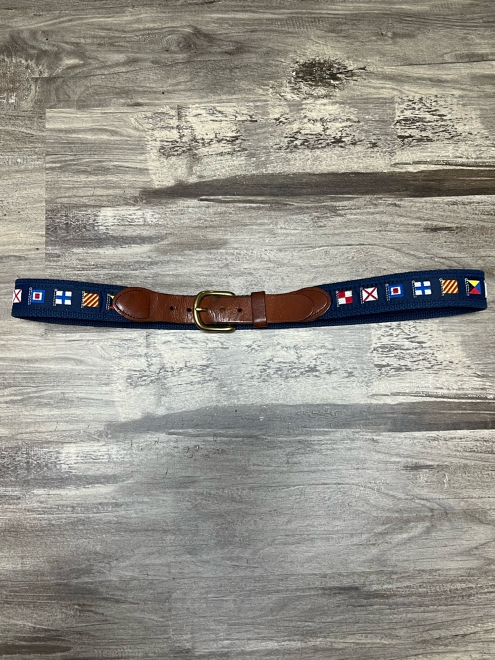 Leather Man Ltd. Top Grain Leather Brown Belt Nautical Code